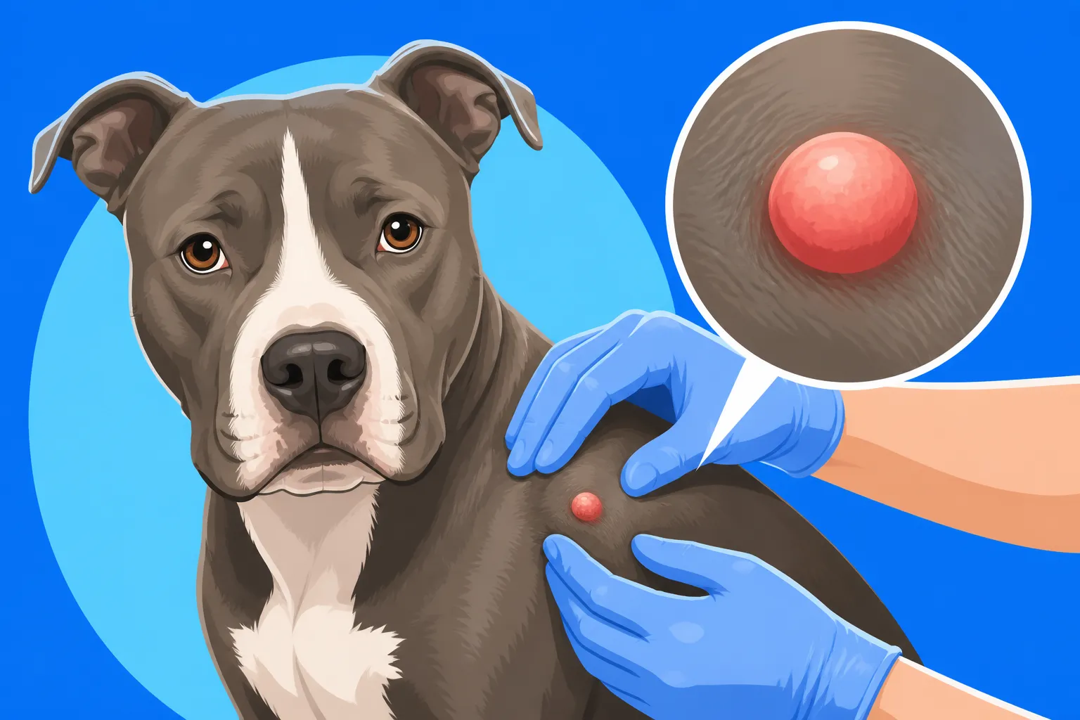 Feeling for a Mast Cell Tumor on a Pit Bull
