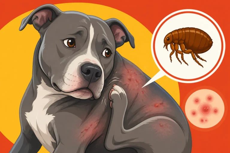 Flea Allergy Dermatitis in a Pit Bull
