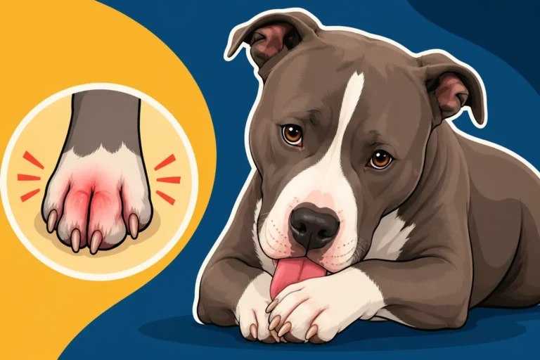 Pit Bull Paw Licking and Chewing