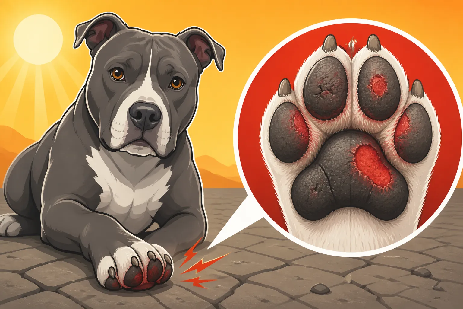 Pit Bull Paw Pad Injuries on Hard Ground