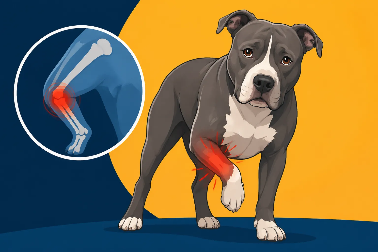 A Pit Bull Favouring One Front Leg