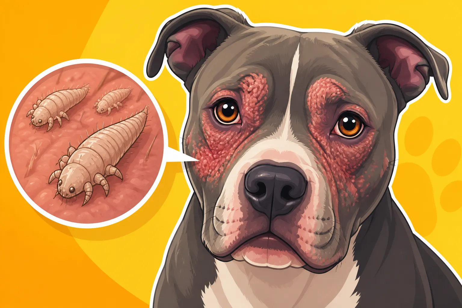 Demodex Patches on a Pit Bull Face