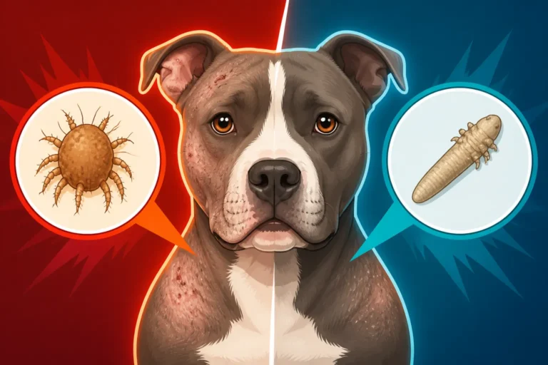 Sarcoptic Mange Against Demodex in a Pit Bull