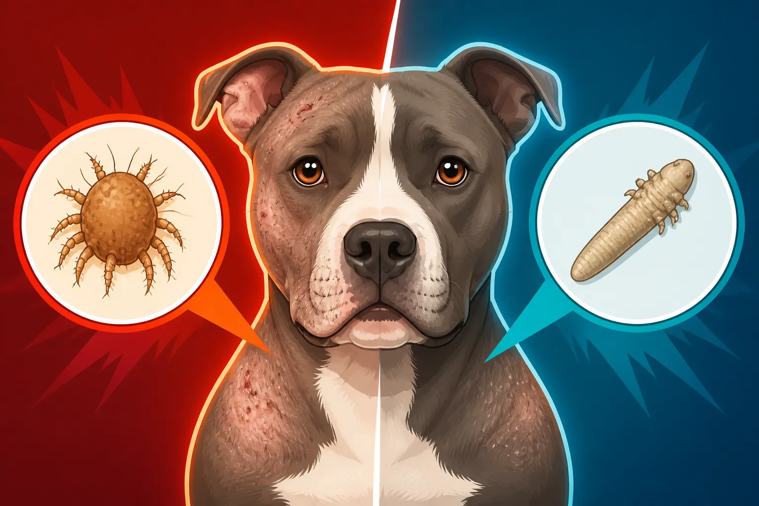 Sarcoptic Mange Against Demodex in a Pit Bull
