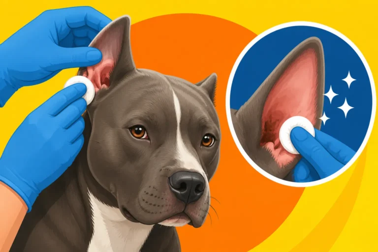 Cleaning a Cropped Pit Bull Ear