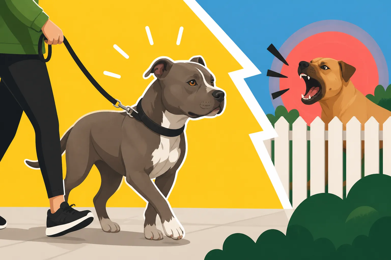 Teaching a Pit Bull to Walk Past a Barking Dog