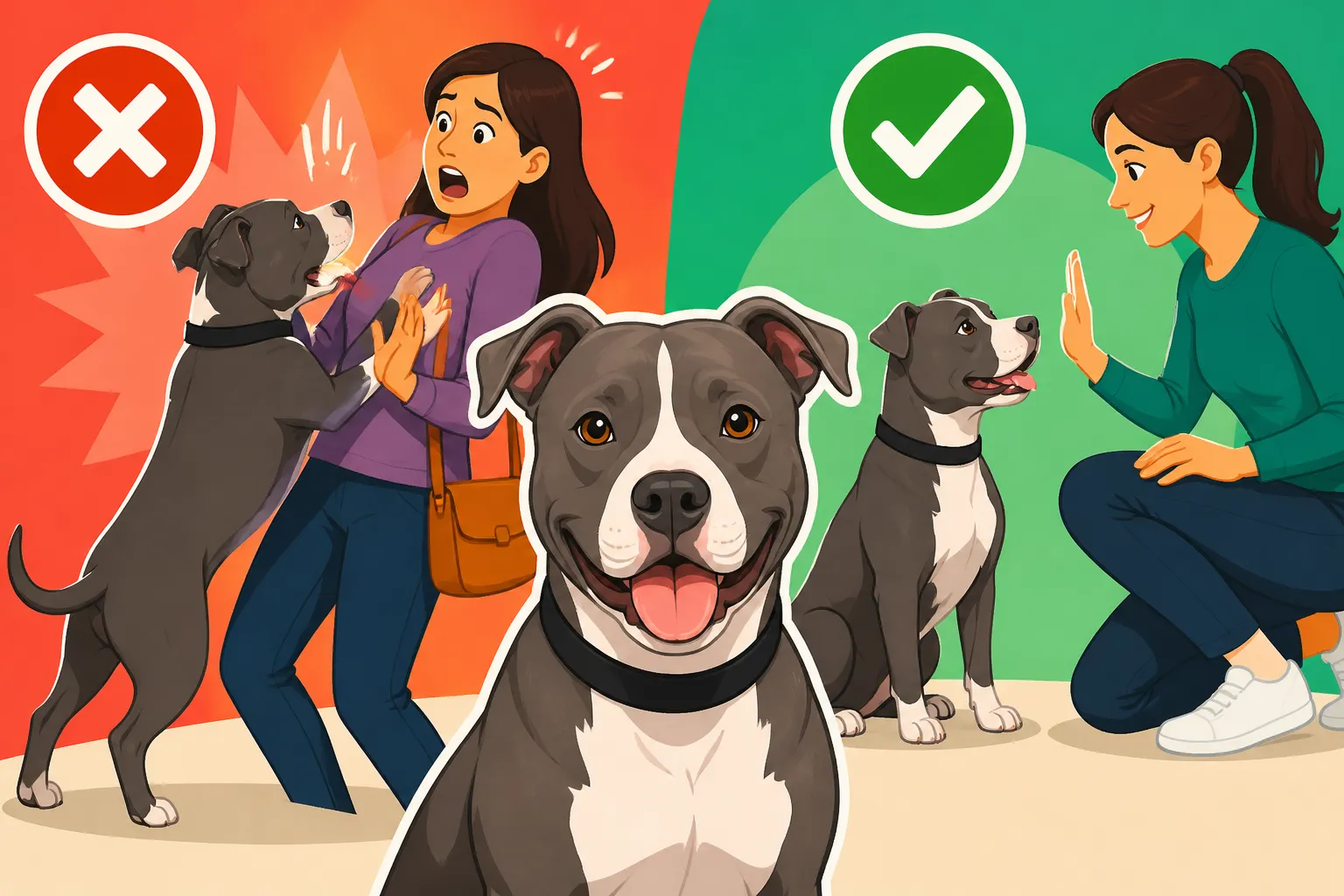 Teaching a Pit Bull Not to Jump on Guests