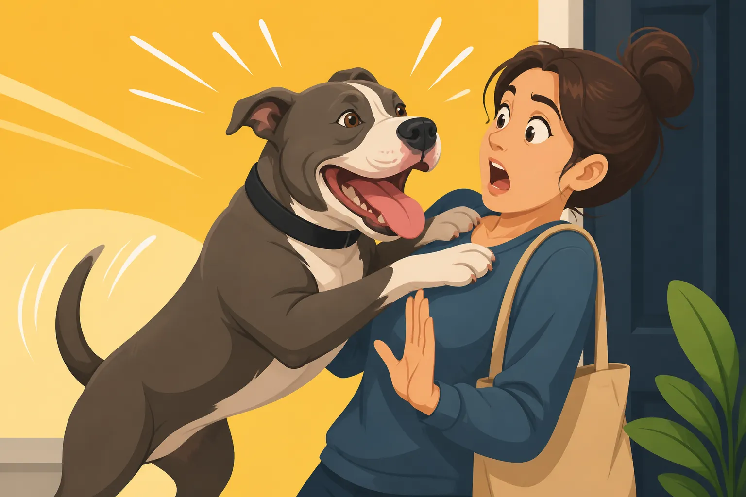 A Pit Bull That Greets Too Enthusiastically