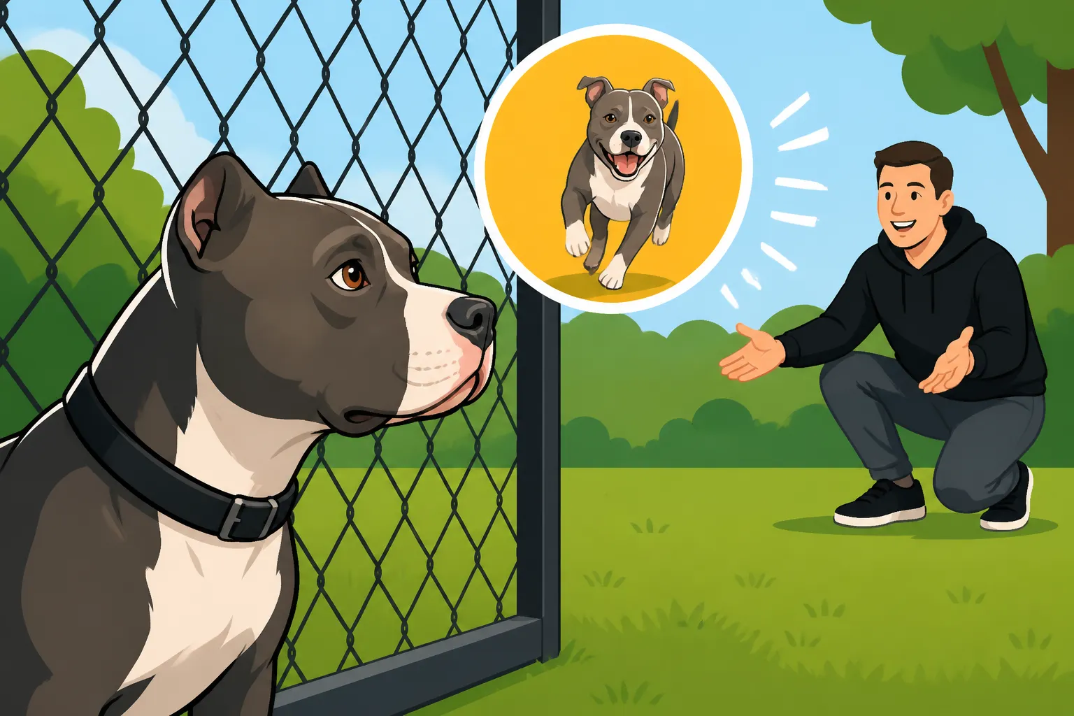 Practicing Pit Bull Recall Behind a Fence