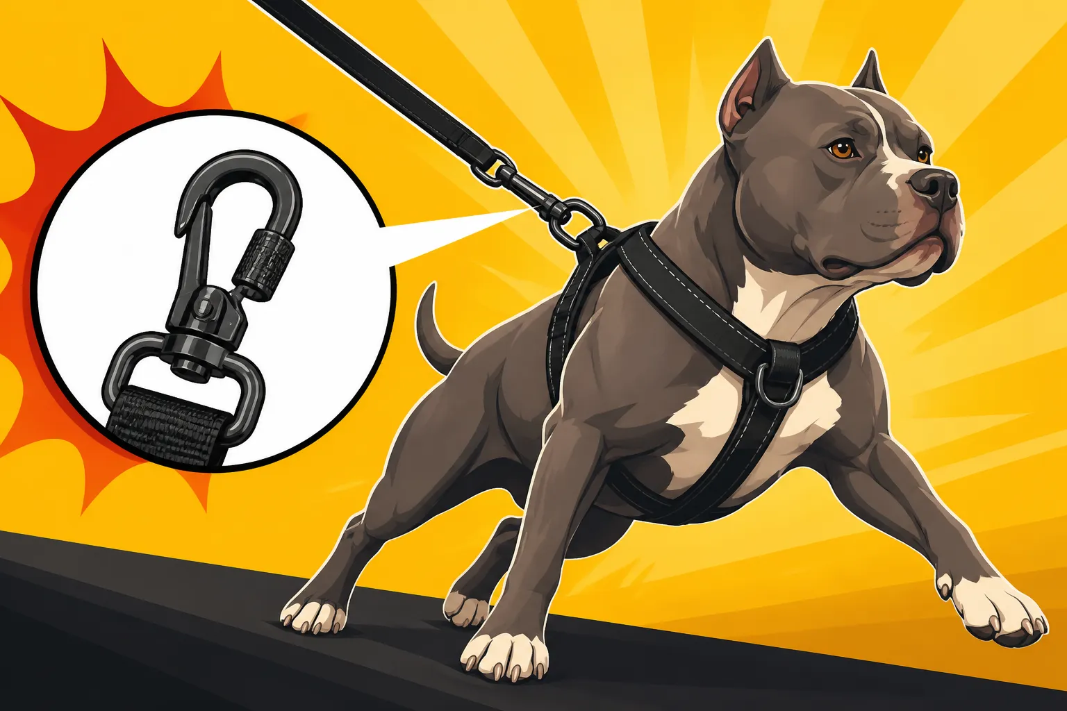 Long Line Hardware That Holds a Pit Bull