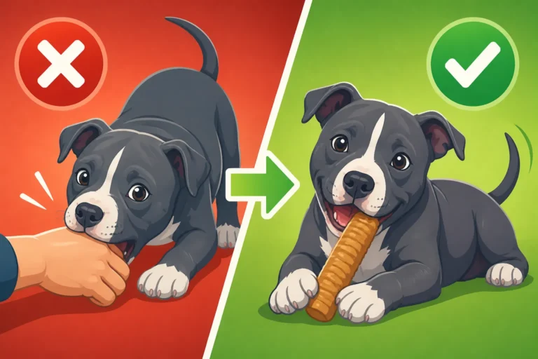 Redirecting a Pit Bull Puppy Onto a Chew