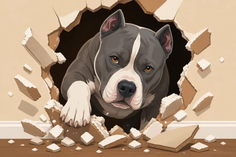 A Pit Bull Digging Through Drywall