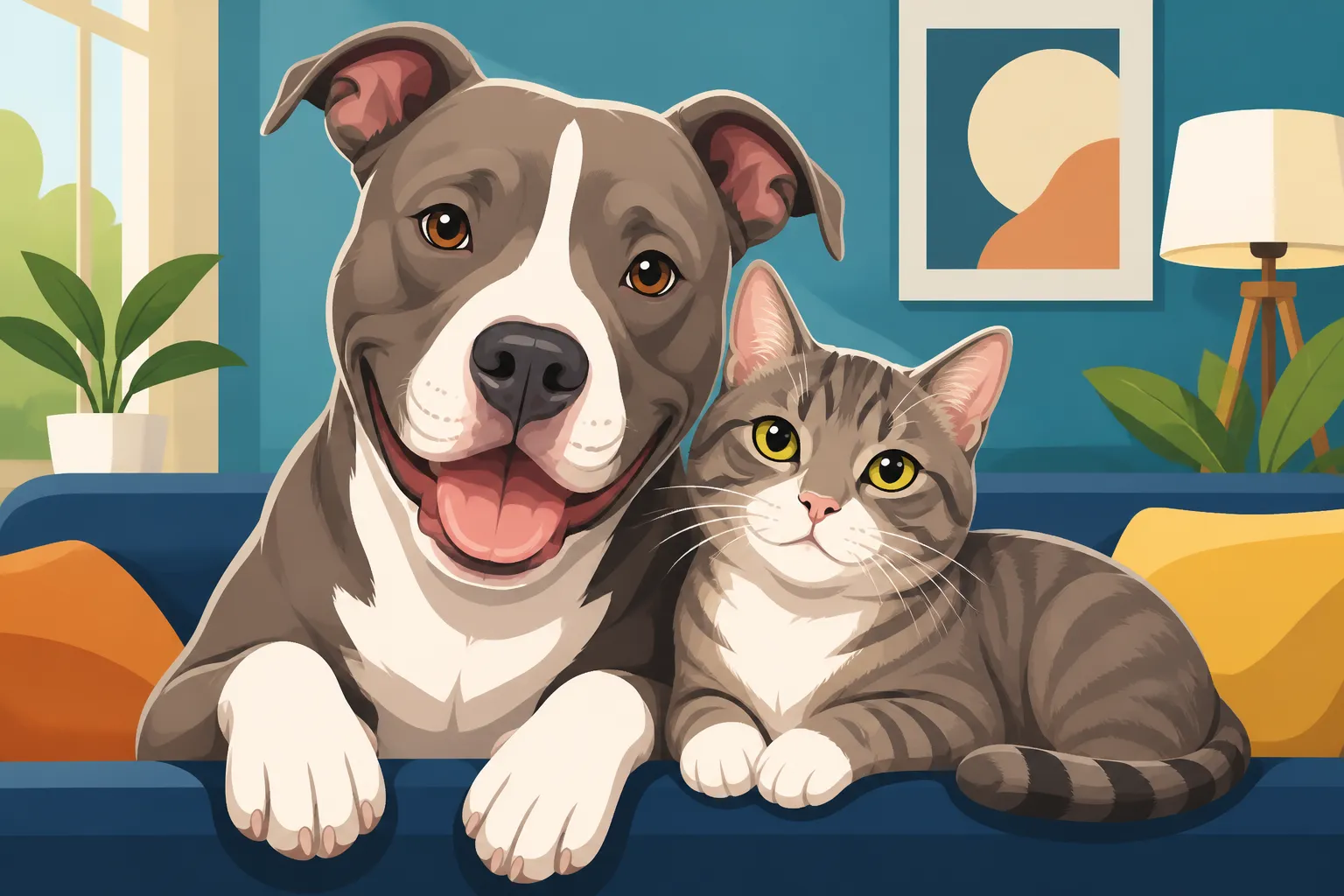 A Pit Bull Sharing a House With a Cat