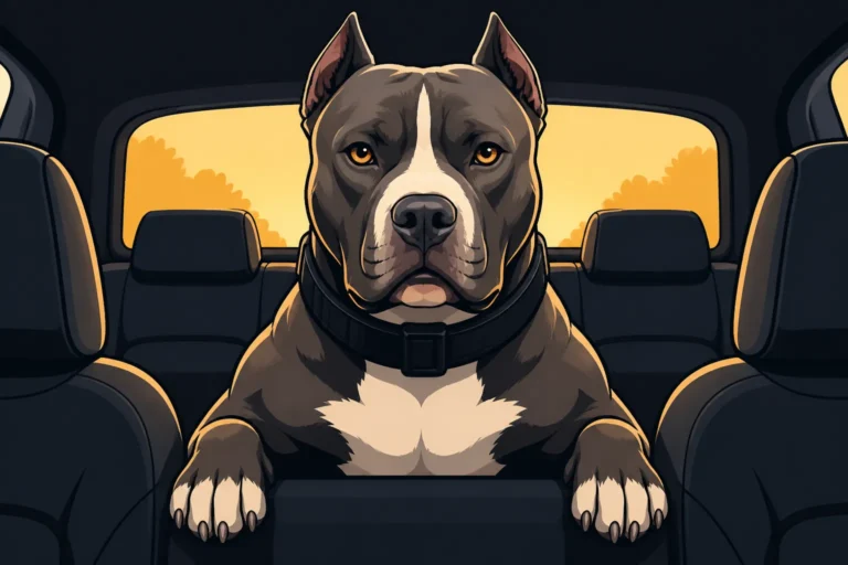 A Pit Bull Guarding the Back Seat