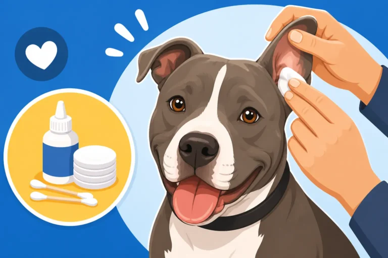 Cleaning a Pit Bull's Ears Weekly