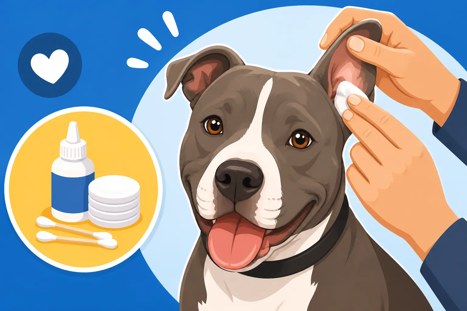 Cleaning a Pit Bull's Ears Weekly