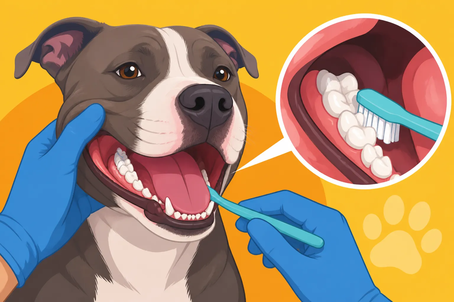 Brushing Behind a Pit Bull's Back Teeth