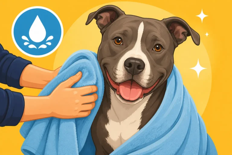 Drying a Pit Bull After a Bath
