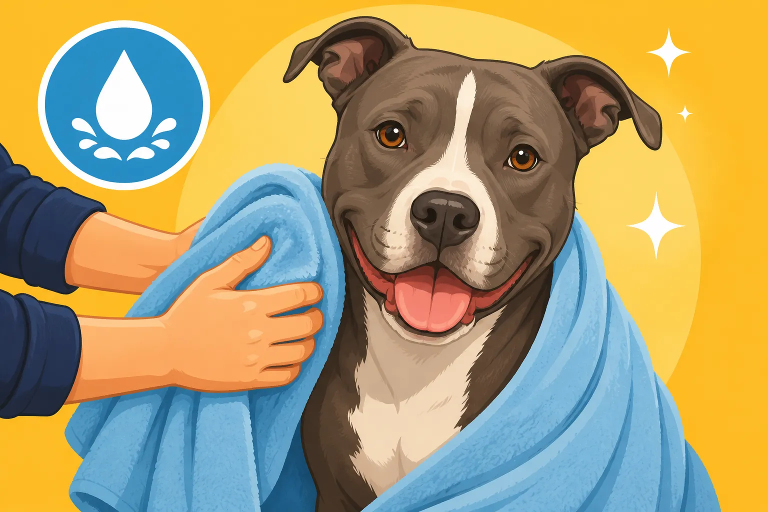 Drying a Pit Bull After a Bath