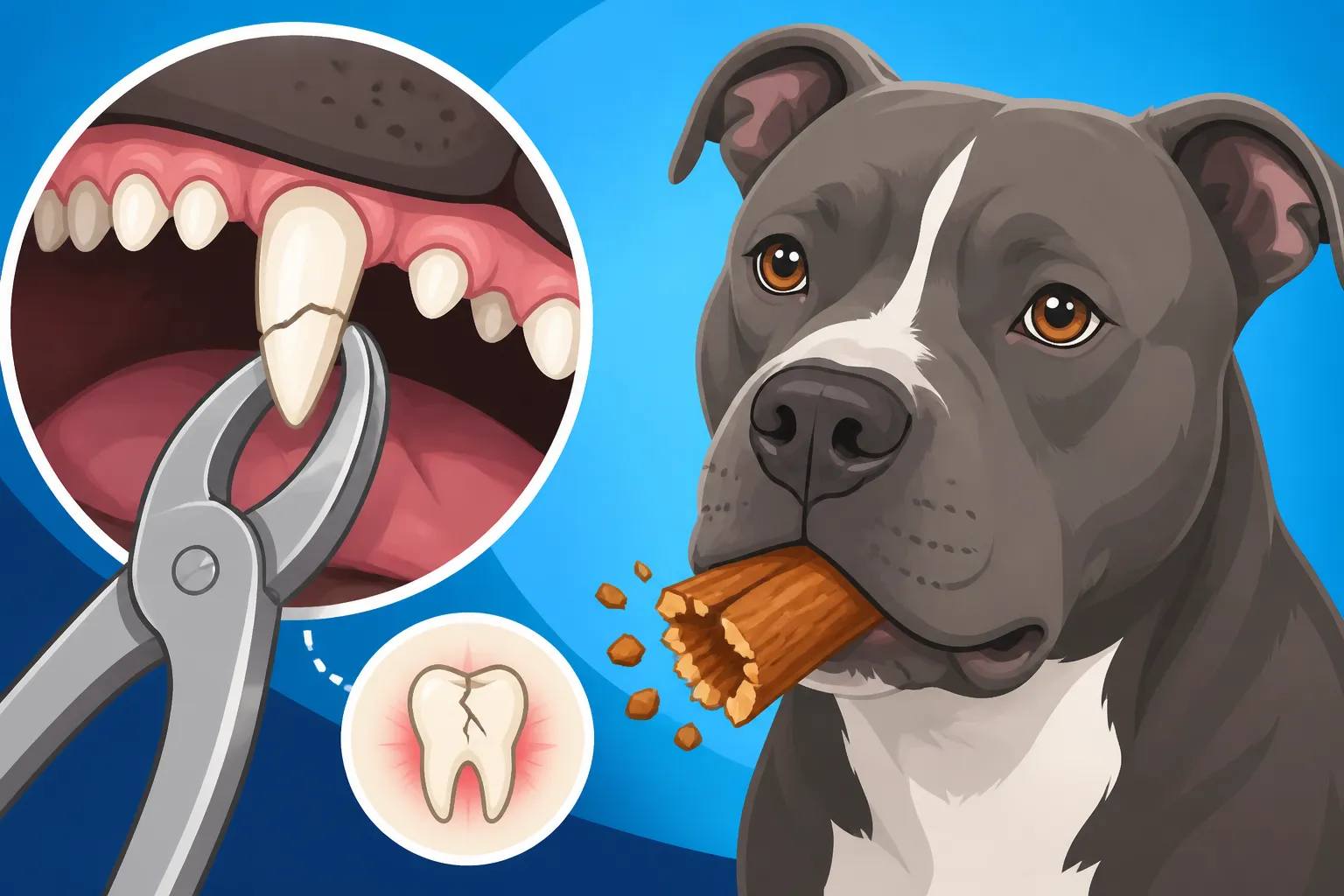 Extracting a Pit Bull Tooth Cracked on a Chew