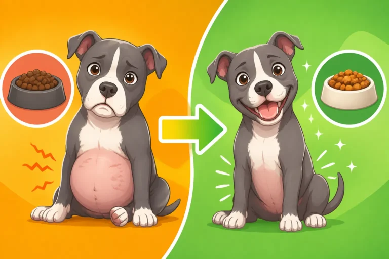 A Pit Bull Puppy Stomach After Switching Food
