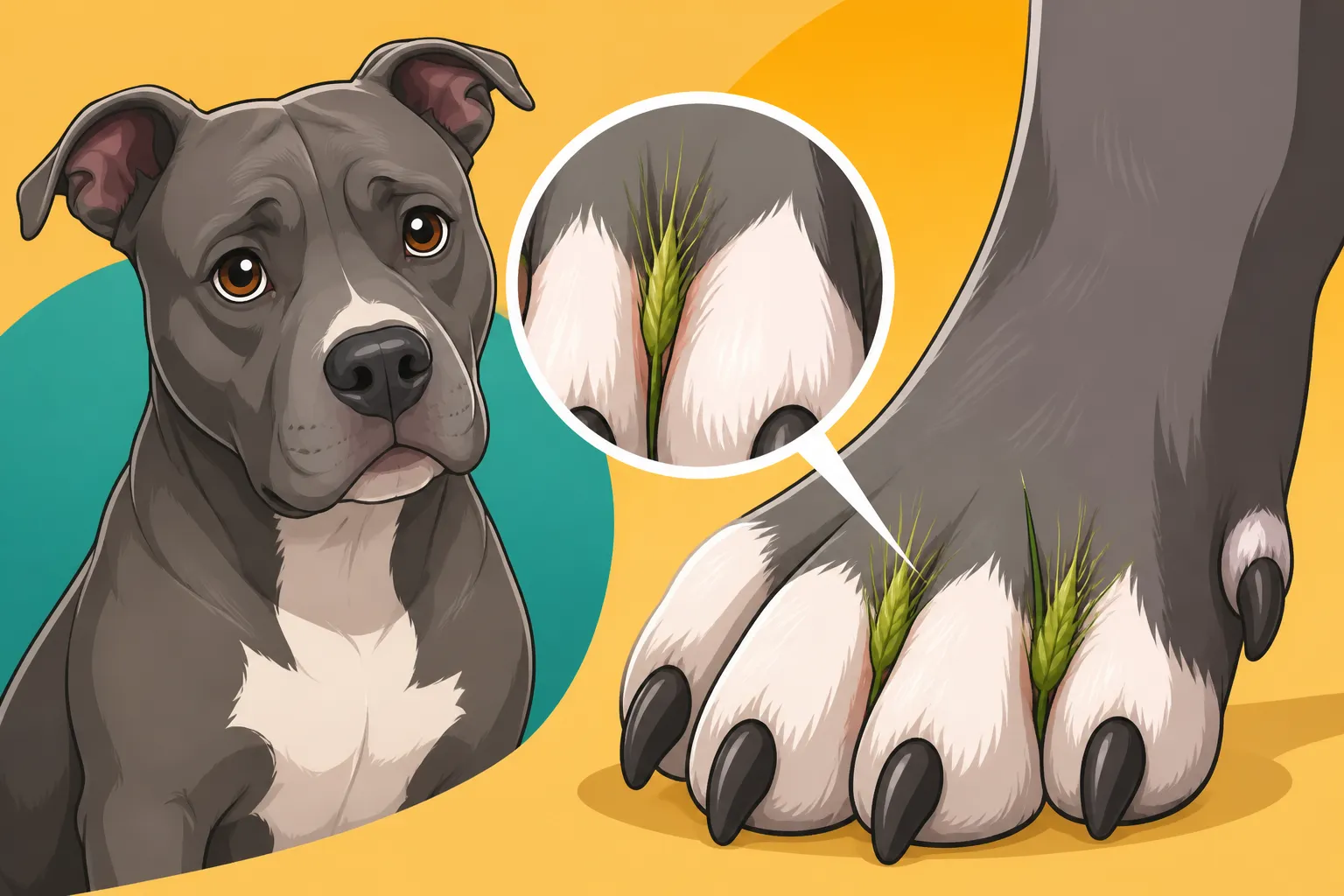 Grass Awns Between Pit Bull Toes