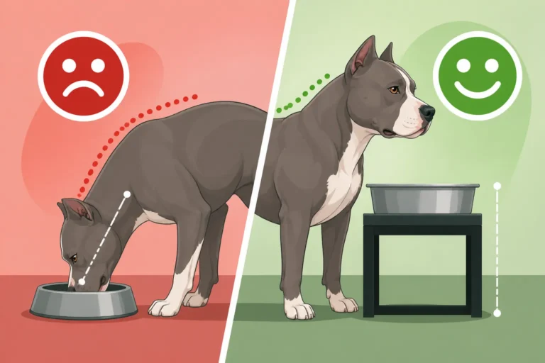 Bowl Height for a Broad Chested Pit Bull