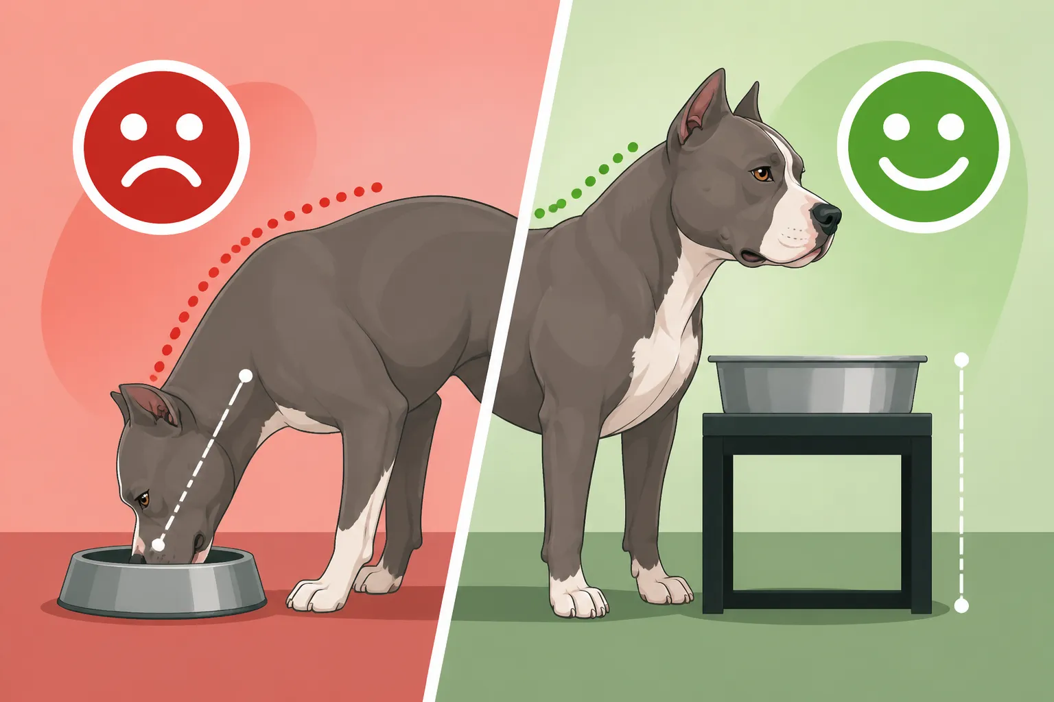 Bowl Height for a Broad Chested Pit Bull