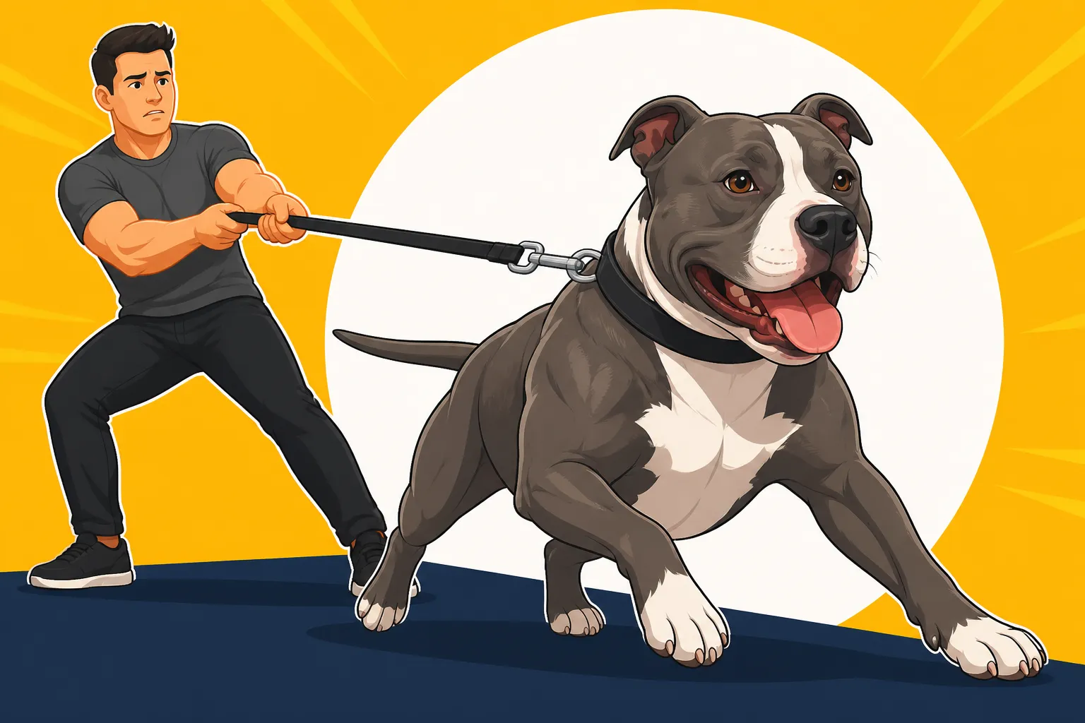 Pit Bull Leash Pulling at Fifty Pounds