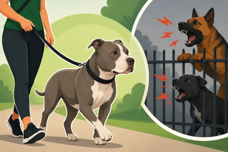 Walking a Pit Bull Past Reactive Dogs