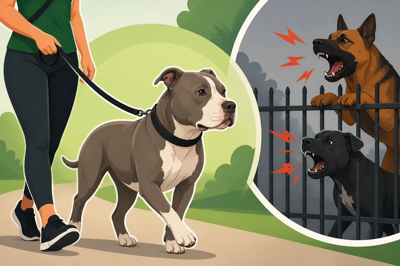 Walking a Pit Bull Past Reactive Dogs