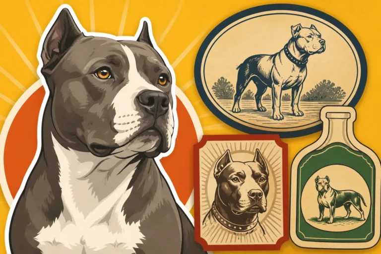 Pit Bull Type Dogs on Old Product Labels