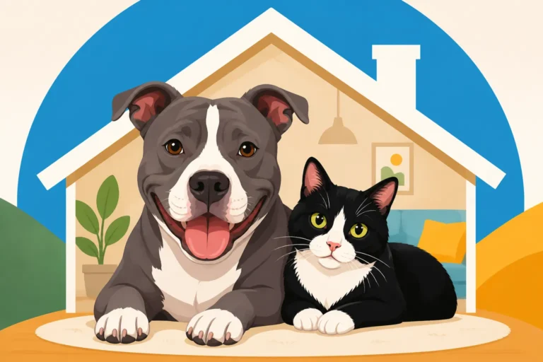 A Pit Bull and a Cat Under One Roof